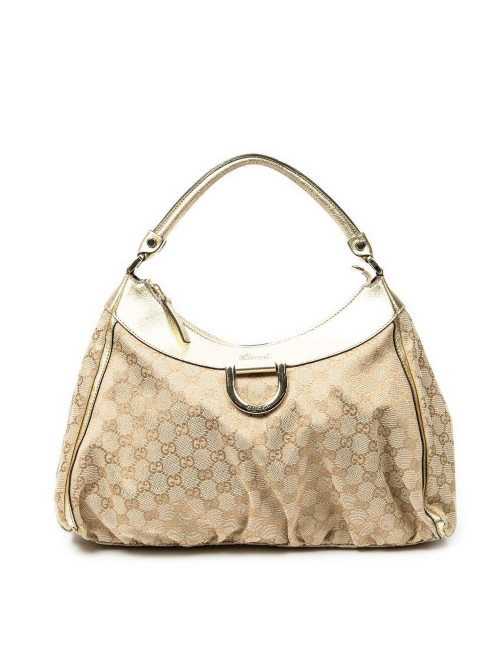 Gucci Large D Ring Hobo Beige Blanc GG Canvas